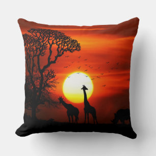 Sunset & Wild Africa Throw Kissen