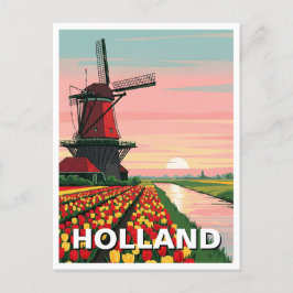 Sunset Windmill Niederlande Postkarte