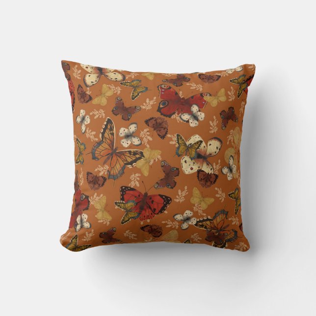Sunset Wings Orange Butterfly Pattern Kissen (Vorderseite)