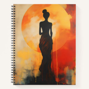 Sunset Woman Abstrakt Art Notizbuch