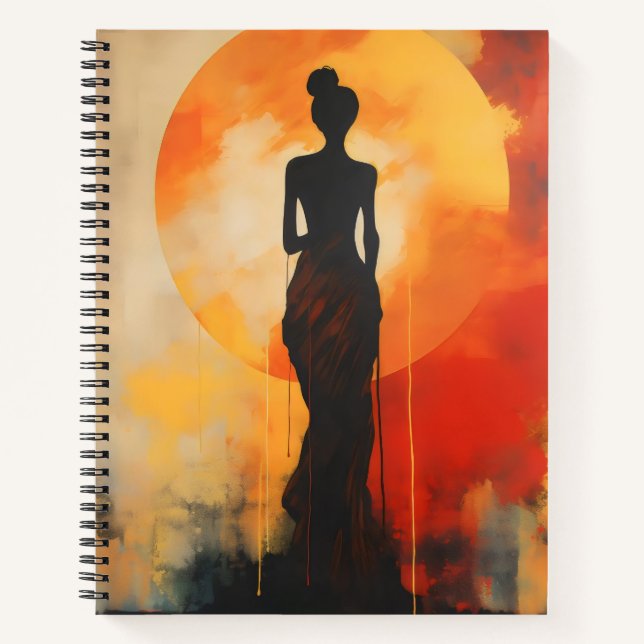 Sunset Woman Abstrakt Art Notizbuch (Vorderseite)