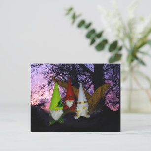 Sunset Woodland Gnomes Holiday Postcard Feiertagspostkarte