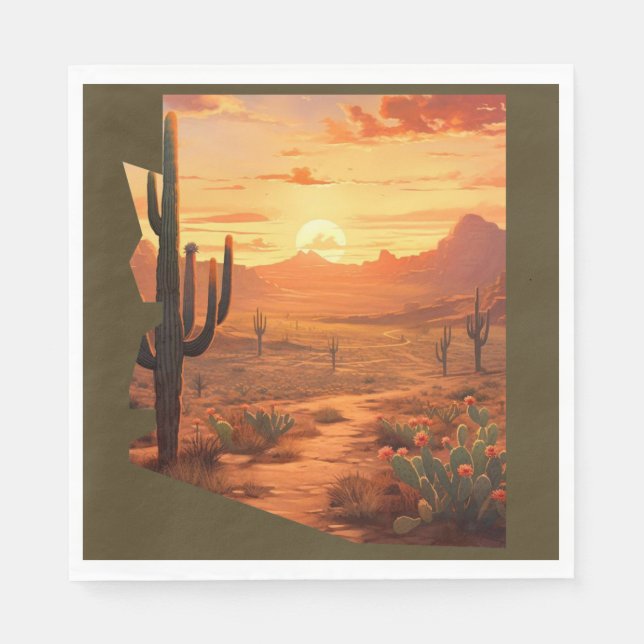 Sunset Wüste Arizona Staat Serviette (Vorderseite)