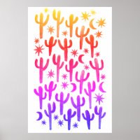 Sunset Wüste Fun Cactus Pink Pattern Wasserfarbe