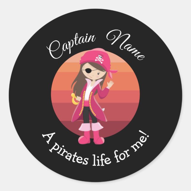 Sunset YOUNG Girl Party Pirate Classic Runder Aufkleber (Vorderseite)