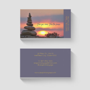 Sunset Zen Stones Yoga Instructor Dark Blue Visitenkarte