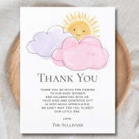 Sunshine And Clouds Girl's Baby Shower Thank You 