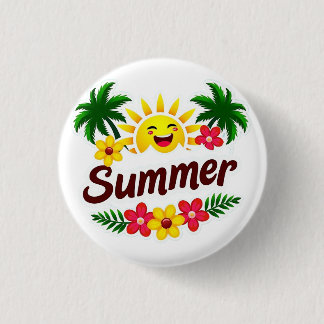 Sunshine and Palm Trees Round Badge Button