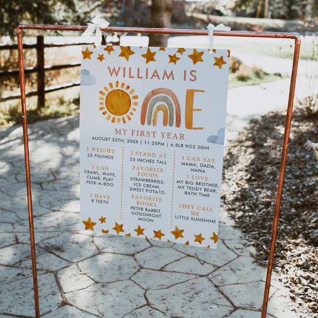 Sunshine and Rainbow 1. Geburtstag Meilenstein Boa Poster (Von Creator hochgeladen)