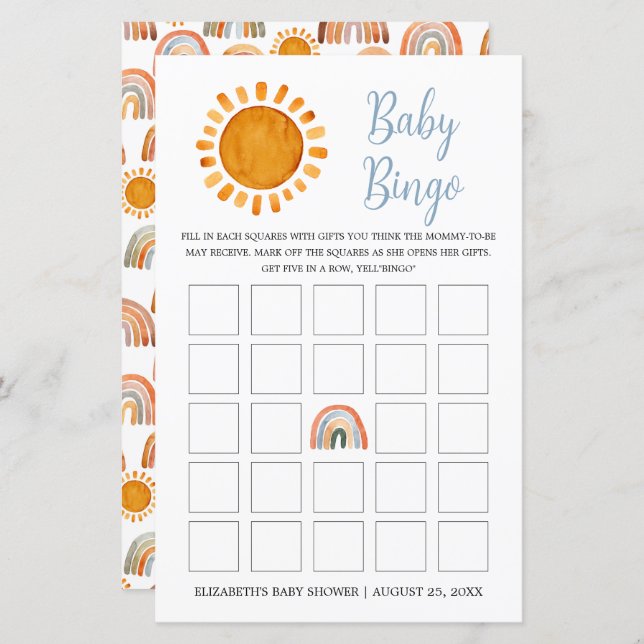 Sunshine and Rainbow Baby Bingo (Vorne/Hinten)