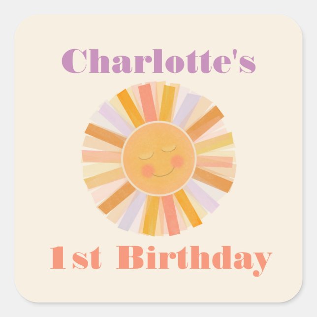 Sunshine Baby Art Quadratischer Aufkleber (Vorderseite)