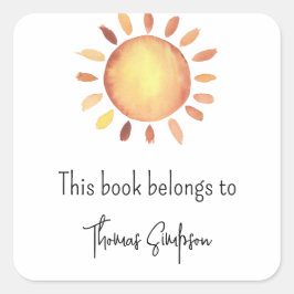 Sunshine Baby Dusche Buchzeichen Quadratischer Aufkleber