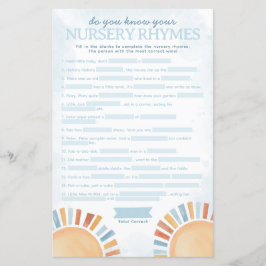 Sunshine Baby Dusche Kinderzimmer Rhyme Game