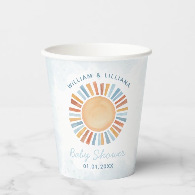 Sunshine Baby Dusche Papiertücher Pappbecher (Vorderseite)