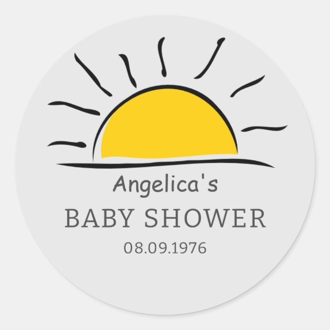 Sunshine Baby Dusche Vielen Dank Runder Aufkleber (Vorderseite)