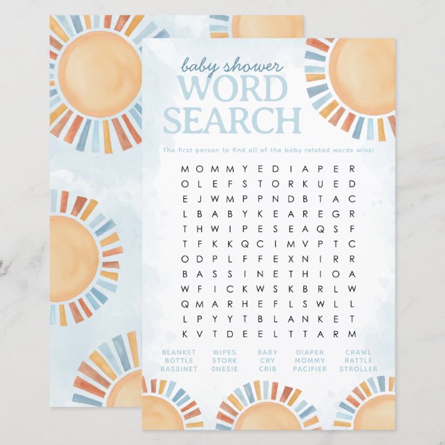 Sunshine Baby Shooter Word Search Game (Vorne/Hinten)