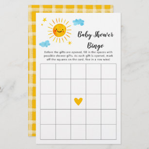 Sunshine Baby Shower Bingo Game
