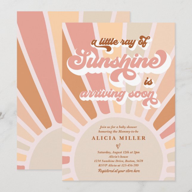 Sunshine Baby Shower Boho Mute Rainbow Sunshine Einladung (Vorne/Hinten)