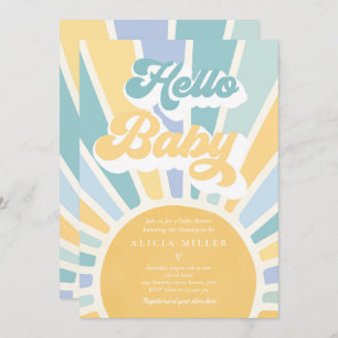 Sunshine Baby Shower Boho Retro Gelbe Sonnenschein Einladung