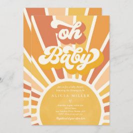 Sunshine Baby Shower Boho Retro Gelbe Sonnenschein Einladung