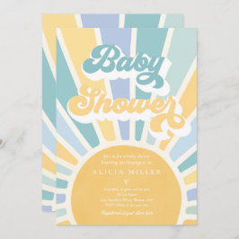 Sunshine Baby Shower Boho Retro Gelbe Sonnenschein Einladung