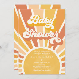 Sunshine Baby Shower Boho Retro Gelbe Sonnenschein Einladung