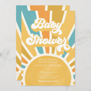 Sunshine Baby Shower Boho Retro Gelbe Sonnenschein Einladung