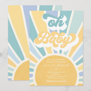 Sunshine Baby Shower Boho Retro Gelbe Sonnenschein Einladung