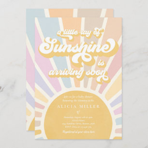 Sunshine Baby Shower Boho Retro Pink Sunshine Einladung