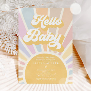 Sunshine Baby Shower Boho Retro Pink Sunshine Einladung