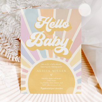 Sunshine Baby Shower Boho Retro Pink Sunshine Einladung