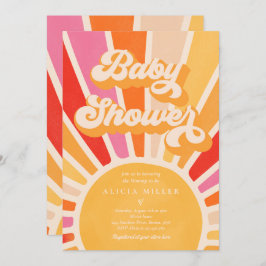 Sunshine Baby Shower Boho Retro Pink Sunshine Einladung