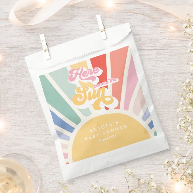 Sunshine Baby Shower Boho Retro Rainbow Sunshine Geschenktütchen (Ausgeschnitten)