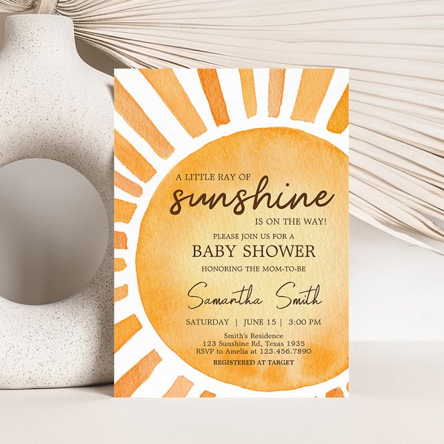 Sunshine Baby Shower Einladung (A Little Ray of Sunshine Baby Shower Invitation)