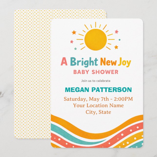 Sunshine Baby Shower Invitation | Bright Modern Einladung (Vorne/Hinten)