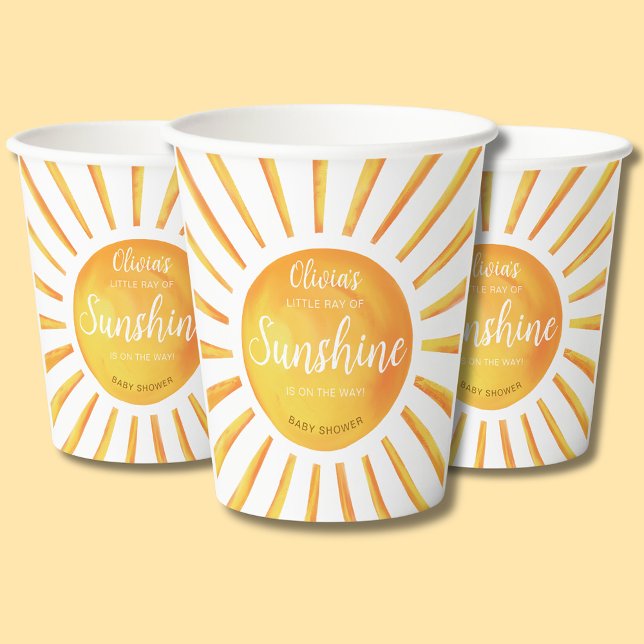 Sunshine Baby Shower Pappbecher (Little Ray of Sunshine Baby Shower Paper Cups)