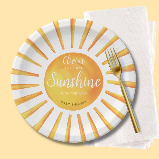 Sunshine Baby Shower Pappteller (Little Ray of Sunshine Baby Shower paper party plates)