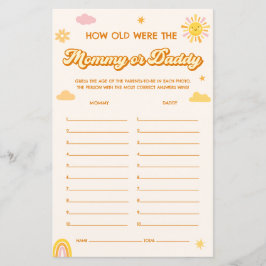 Sunshine Baby Shower rät, wer Mama oder Daddy Game