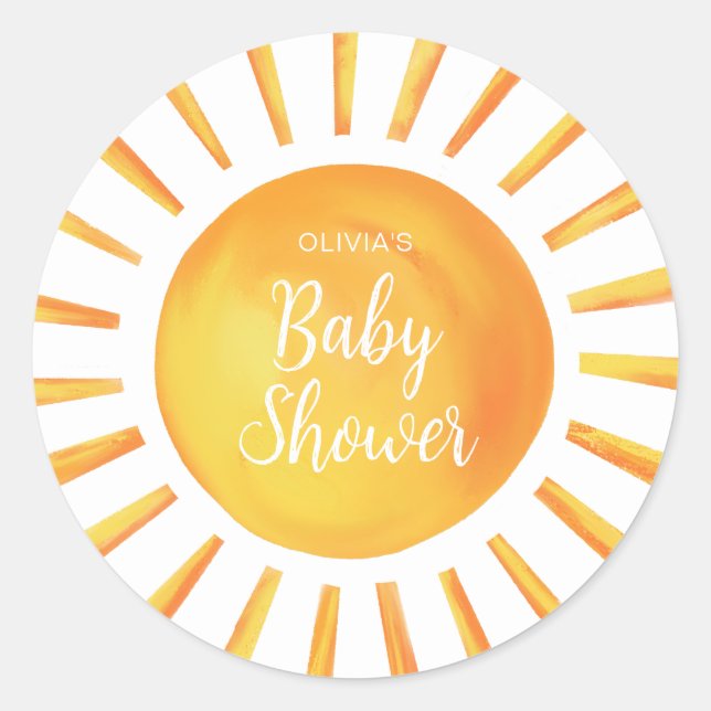 Sunshine Baby Shower Runder Aufkleber (Vorderseite)
