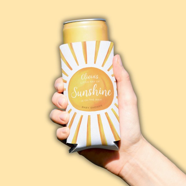 Sunshine Baby Shower Selters Dosenkühler ("Little Ray of Sunshine" baby shower can cooler with editable text.)