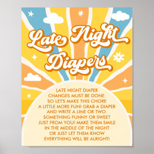 Sunshine Baby Shower Spate Night Diapers Game Poster