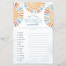 Sunshine Baby Shower Word Scramble Game