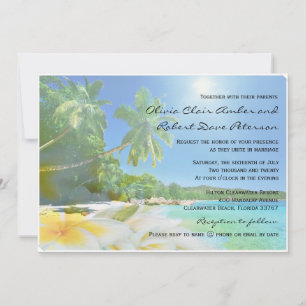Sunshine Beach Palm Trees Plumerias Hochzeitsempfa Einladung
