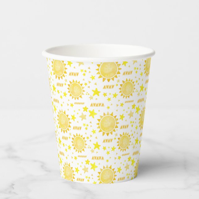 Sunshine Birthday Party Paper Cups - Boho Little S Pappbecher (Vorderseite)
