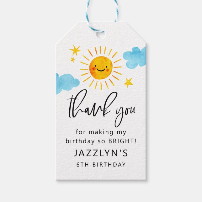 Sunshine Birthday Party so hell Geschenkanhänger (Vorderseite)