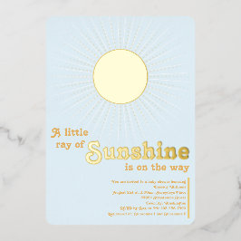 Sunshine Blue Gold Sun Baby Dusche Folieneinladung