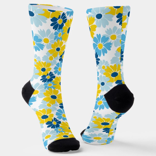 Sunshine Blue Sky blühend Daisy Socken (Gewinkelt)