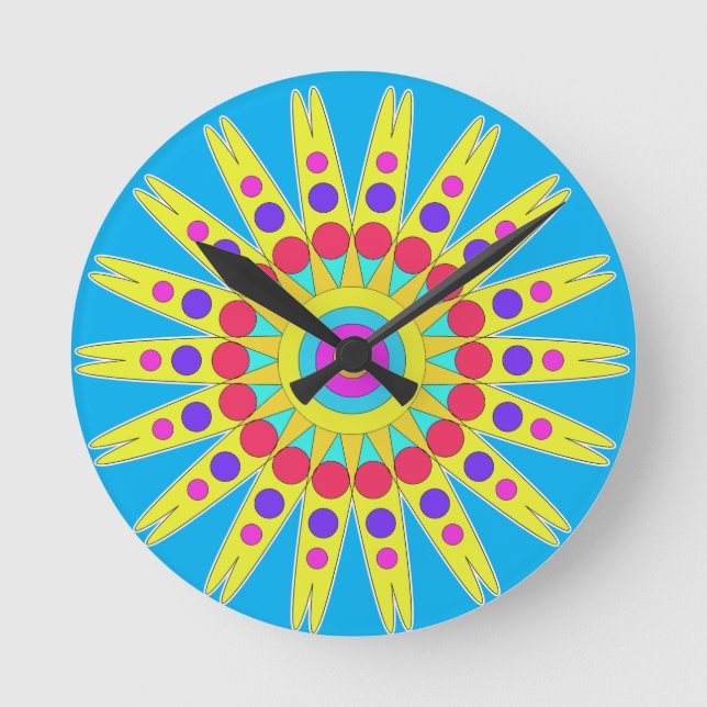 Sunshine Blue Sky Runde Wanduhr (Vorderseite)