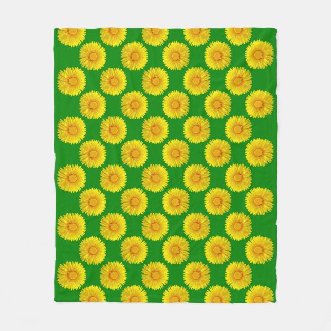 "Sunshine Blume" Green Fleece Blanket Design. (Vorderseite)