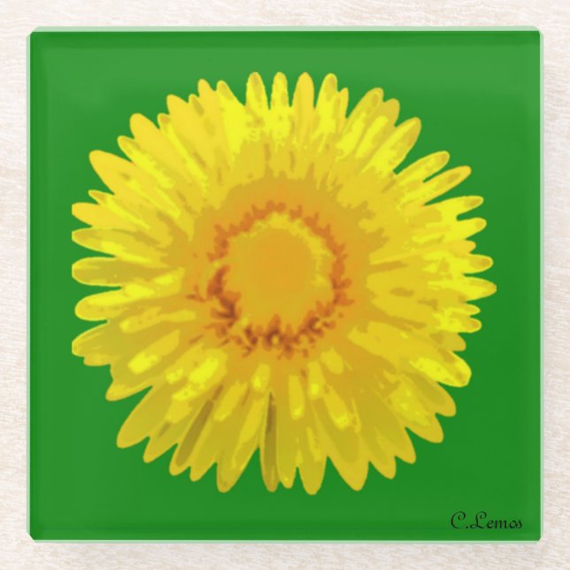 "Sunshine Blume" Green Glass Untersetzer Design. (Vorderseite)